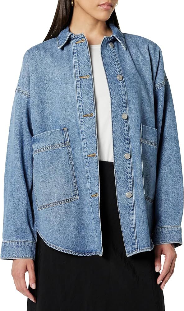 Amazon.com: The Drop Women's Pilar Long Denim Shirt Jacket, Medium Indigo, S : Clothing, Shoes & ... | Amazon (US)
