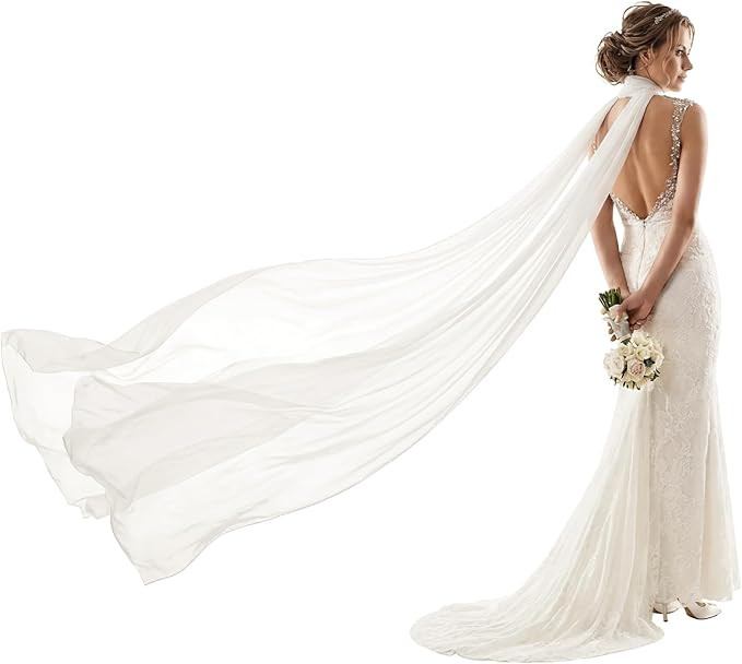 Mepase Bridal Neck Scarf 90''/118''/157'' Wedding Chiffon White Shawl Tulle Bride Neck Shawl for ... | Amazon (US)