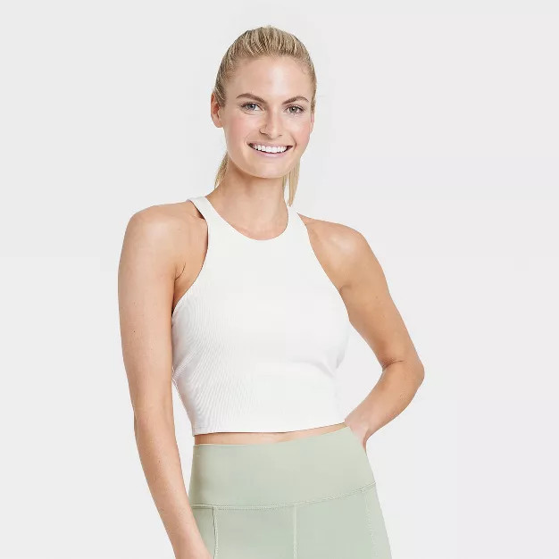 Women's Light Support Ribbed Flex Cropped Sports Bra - All in Motion™ | Target
