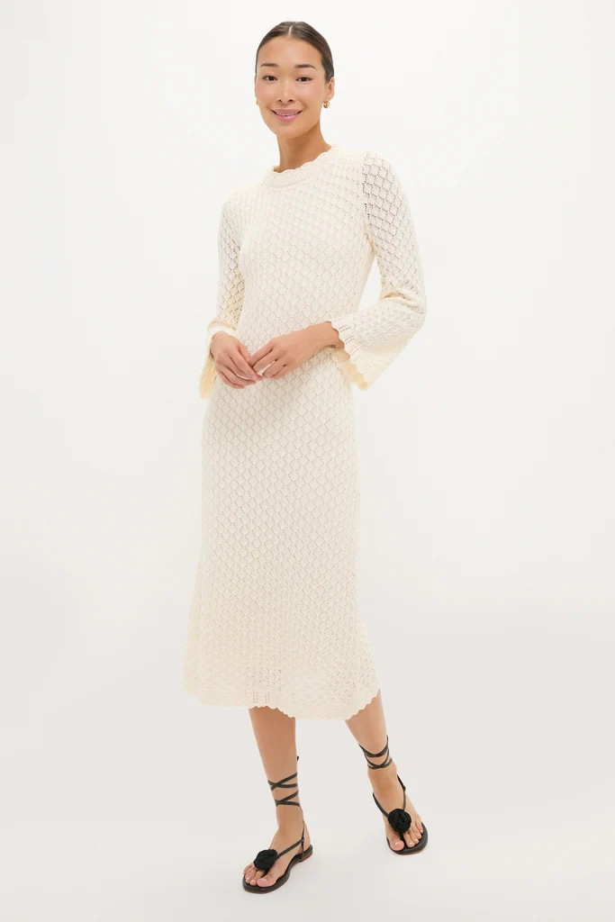 Cream Pointelle Knit Colby Midi Dress | Tuckernuck (US)