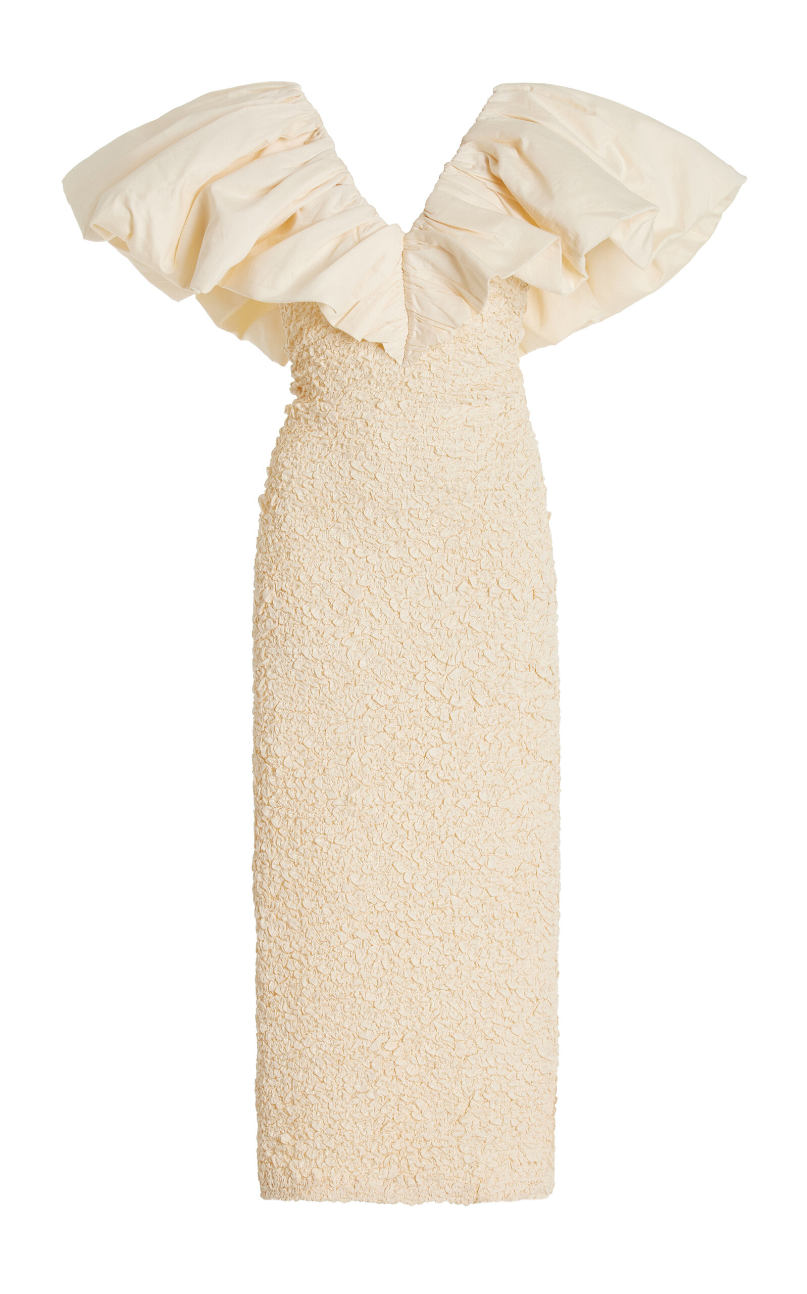 Zia Ruffed Textured Organic Cotton Midi Dress | Moda Operandi (Global)