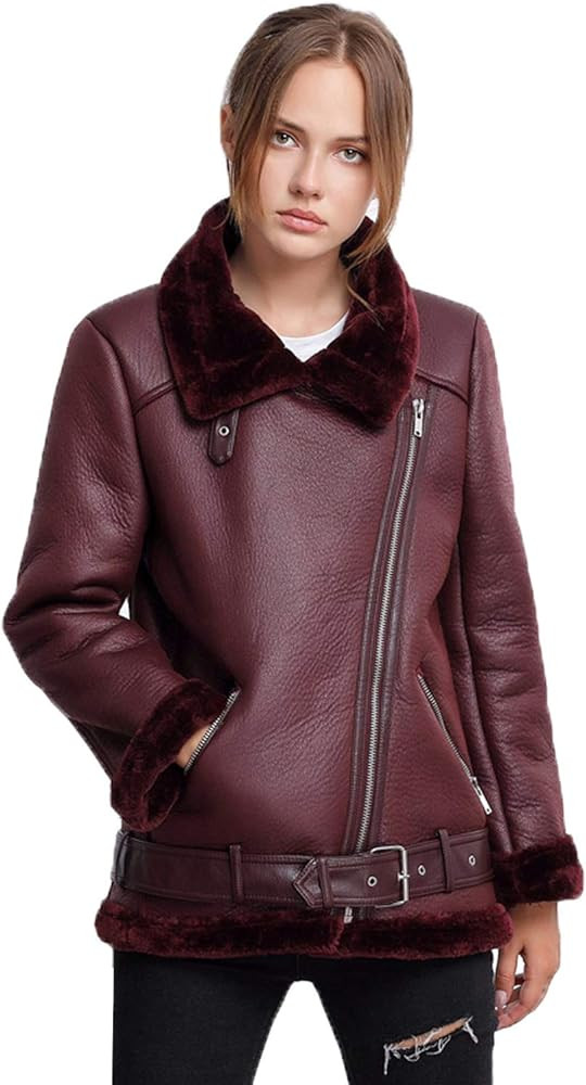 LY VAREY LIN Women's Faux Shearing Moto Jacket Thick Lined Parka Winter Shearling Coat Leather Ja... | Amazon (US)