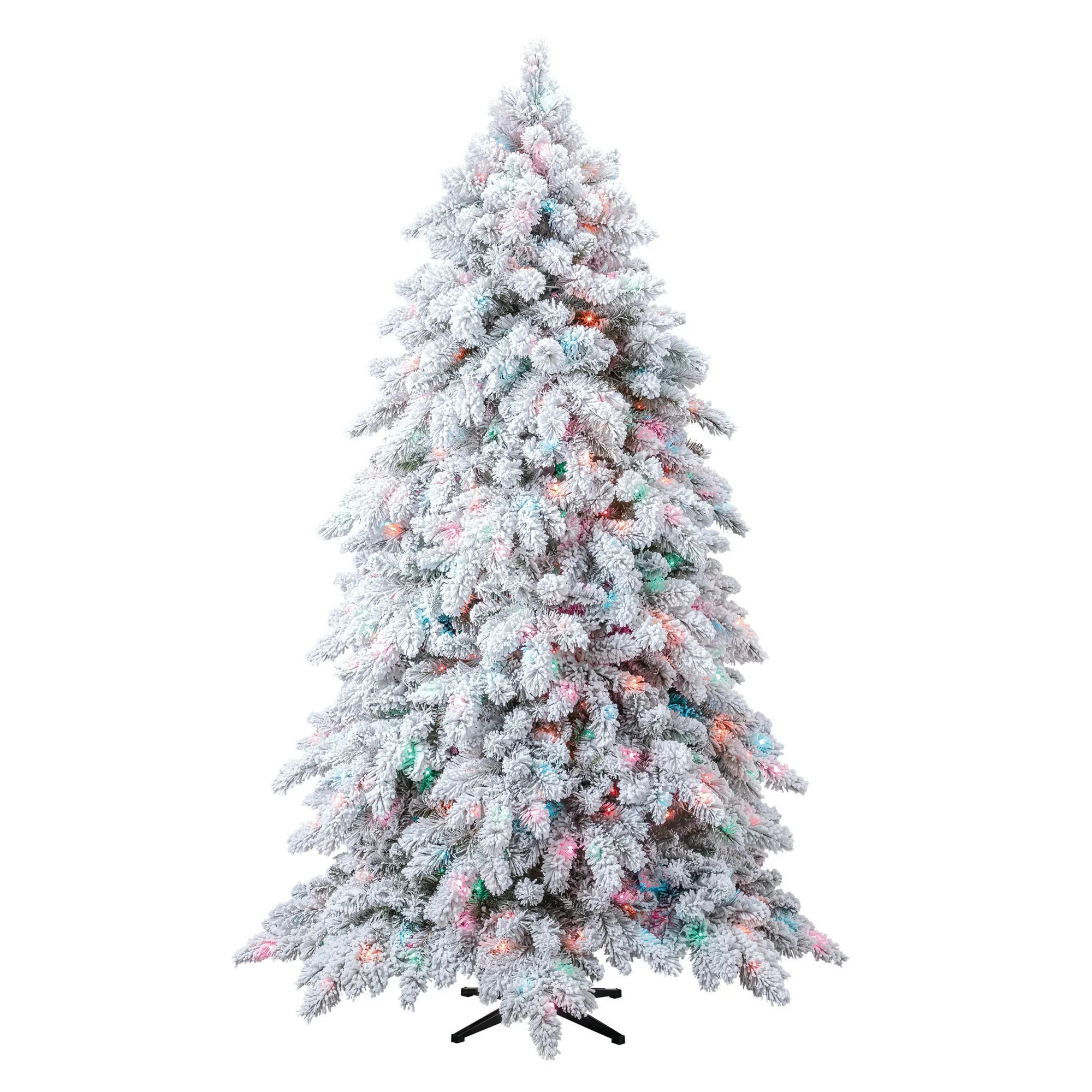 7.5' Pre-Lit Lincoln Pine Green Flocked Artificial Christmas Tree with LumaDazzle Color-Changing ... | Walmart (US)