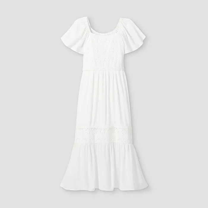 Girls' Eyelet Maxi Short Sleeve Dress - art class™ White | Target