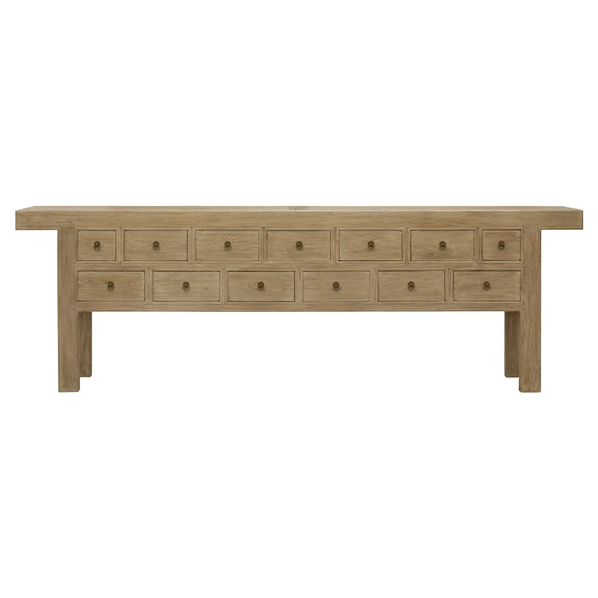 Ian Coastal Beach Bleached Brown Elm Wood Console Table - 107 | Kathy Kuo Home