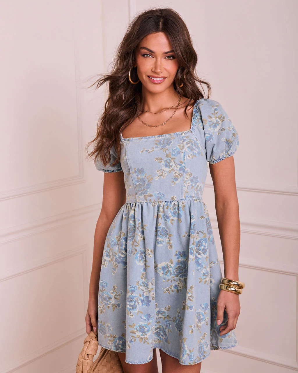 Petal Ease Floral Puff Sleeve Mini Dress | VICI