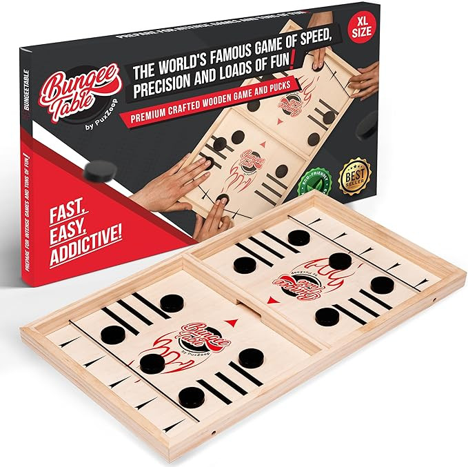 Fast Sling Puck Game - Test Your Speed and Accuracy with This Fast-Paced Wooden Air Hockey Board ... | Amazon (US)