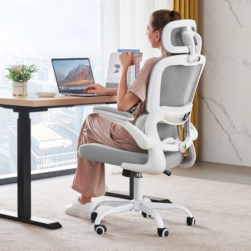 TRALT Office Chair Ergonomic Desk Chair, 330 LBS Home Mesh Office Desk Chairs with Wheels, Comfortable Gaming Chairs (White) | Amazon (US)