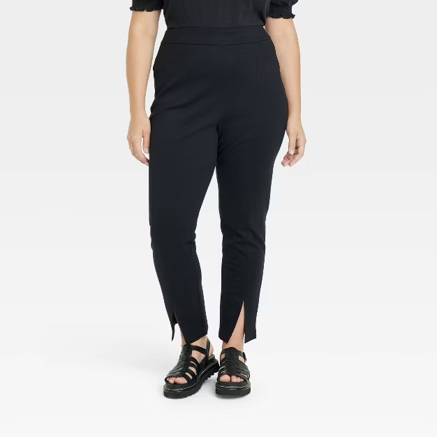 Women's Plus Size High-Waisted Split Front Ponte Pant - Ava & Viv™ | Target