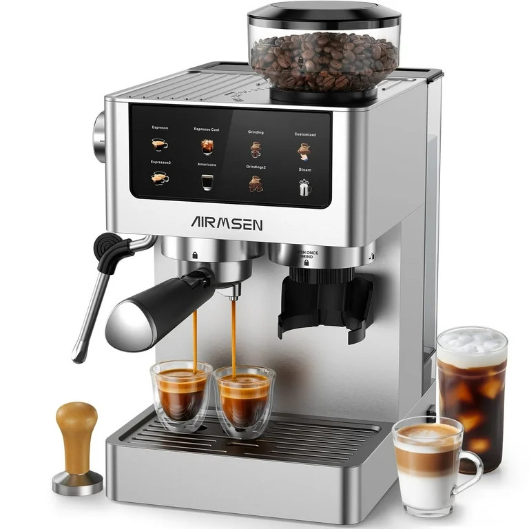 AIRMSEN Espresso Machine with Grinder, Espresso Coffee Machine with Customized Grind Amount & Cof... | Walmart (US)
