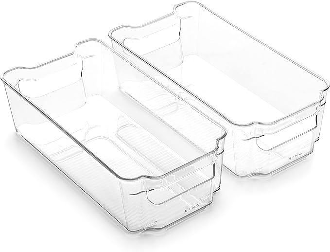 BINO | Stackable Storage Bins, Medium - 2 Pack | THE STACKER COLLECTION | Clear Plastic Storage B... | Amazon (US)