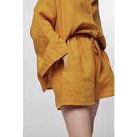 Yellow Linen Shorts For Women - Flax Lounge Wear Oversized in Elegant & Eco-Friendly Style Wear | Etsy (US)