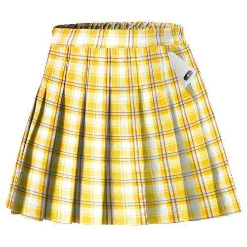 Generic Toddler Little & Big Girl's Yellow Plaid Skirt, High Waist School Uniform Pleated Skirt for Girls, Yellow Plaid 11-12 Years = Tag 160 | Amazon (US)