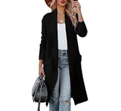 Uusollecy Women Long Sleeve Open Front Knit Cardigans Casual Loose Oversized Cardigan Sweater Sol... | Amazon (US)