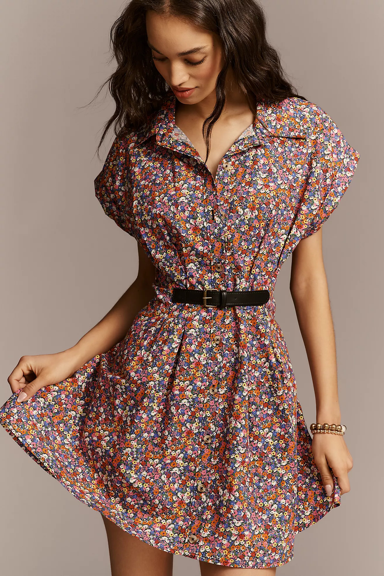 Faye Short-Sleeve Belted Shirt Dress | Anthropologie (US)