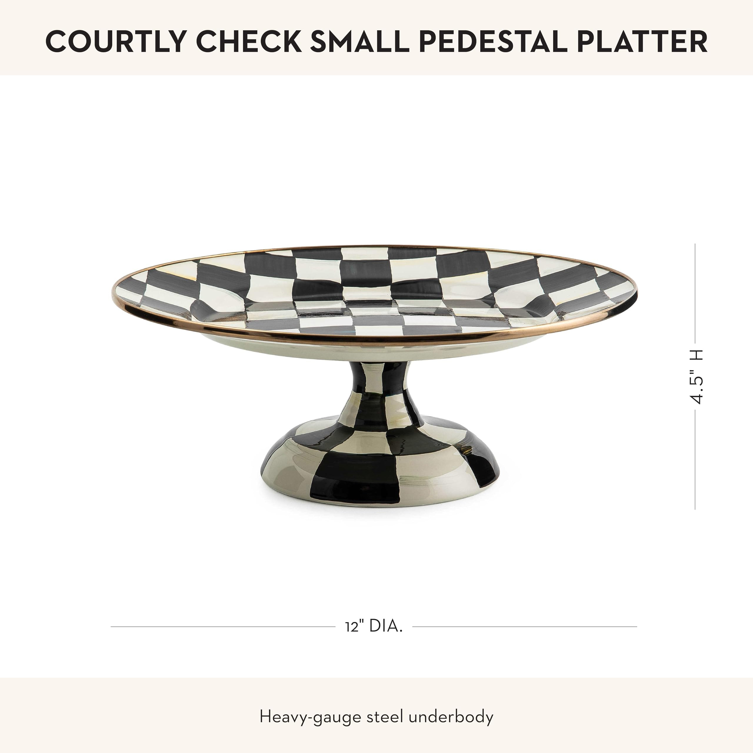 MACKENZIE-CHILDS Enamel Pedestal Serving Platter, Decorative Serving Dish for Food, Small, Black-... | Amazon (US)