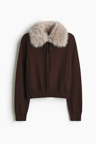 H & M - Cardigan with Collar - Brown | H&M (US + CA)