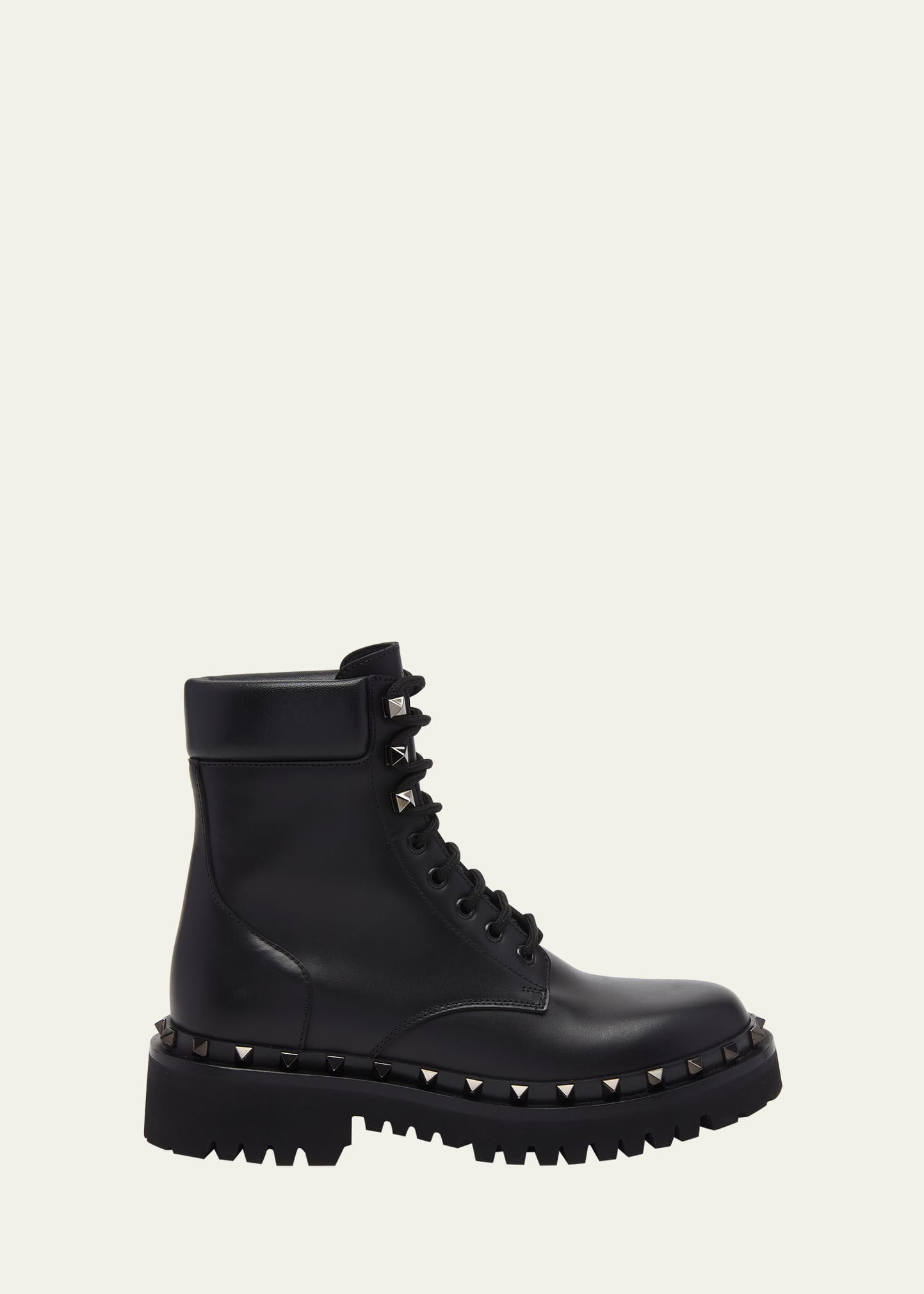 Valentino Garavani Rockstud Leather Combat Boots | Bergdorf Goodman