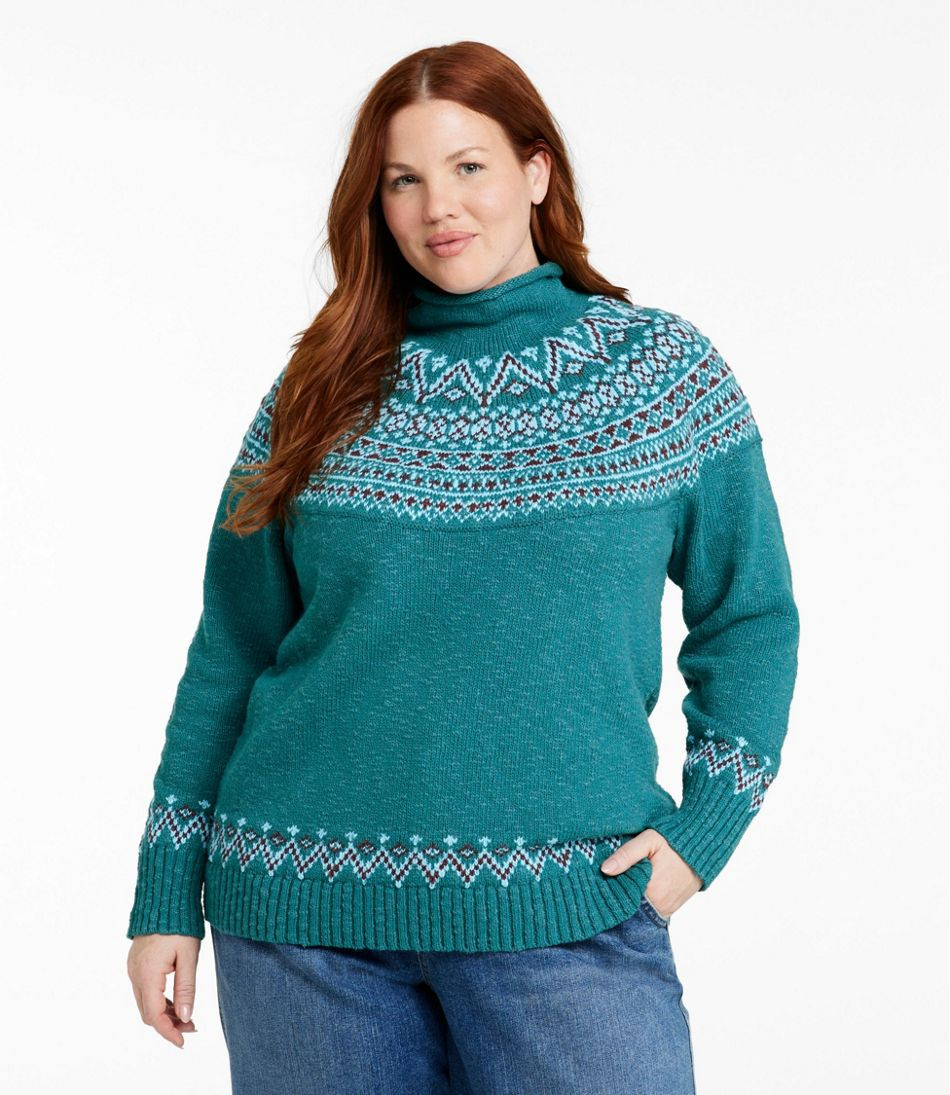 Women's Cotton Ragg Sweater, Funnelneck Pullover Fair Isle | L.L. Bean