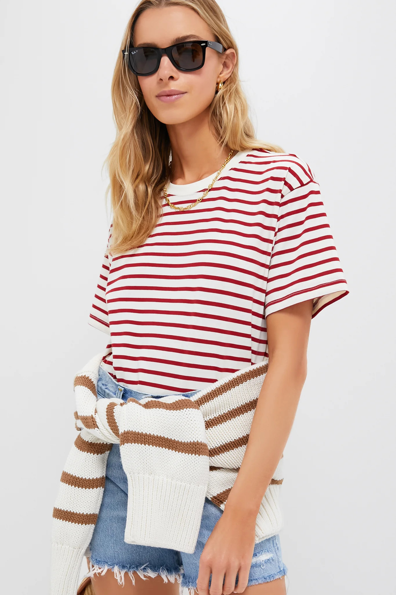 Chili Stripe Cotton Briar Boyfriend Tee | Tuckernuck (US)