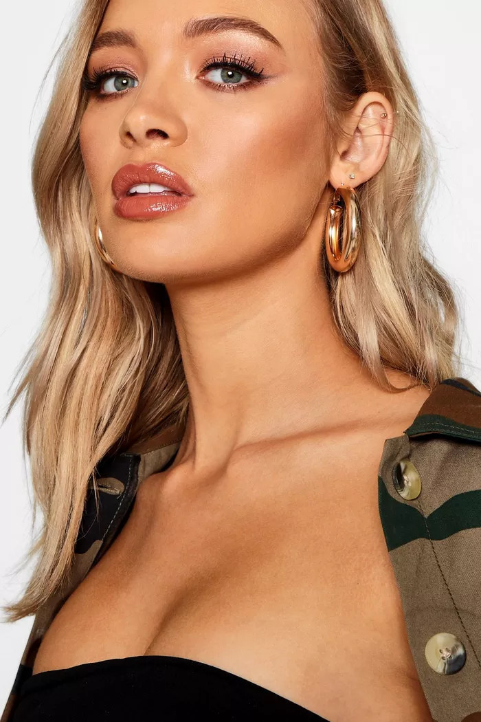 Chunky Bar Hoop Earrings | Boohoo.com (US & CA)