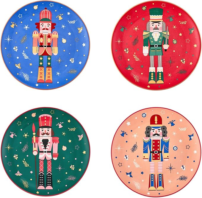 Bico Christmas Soldier Ceramic 8.75 inch Holiday Salad Plates Set, Set of 4, for salad, appetizer... | Amazon (US)