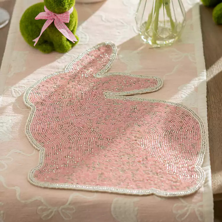 Pink Beaded Bunny Shaped Placemat | Kirklands