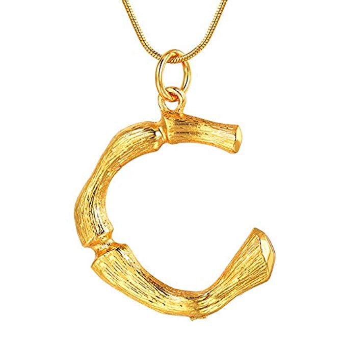 FOCALOOK DIY 26 Letter Charm Bamboo Pendant Women 18K Gold/Platinum Plated Snake Chain Initial Neckl | Amazon (US)