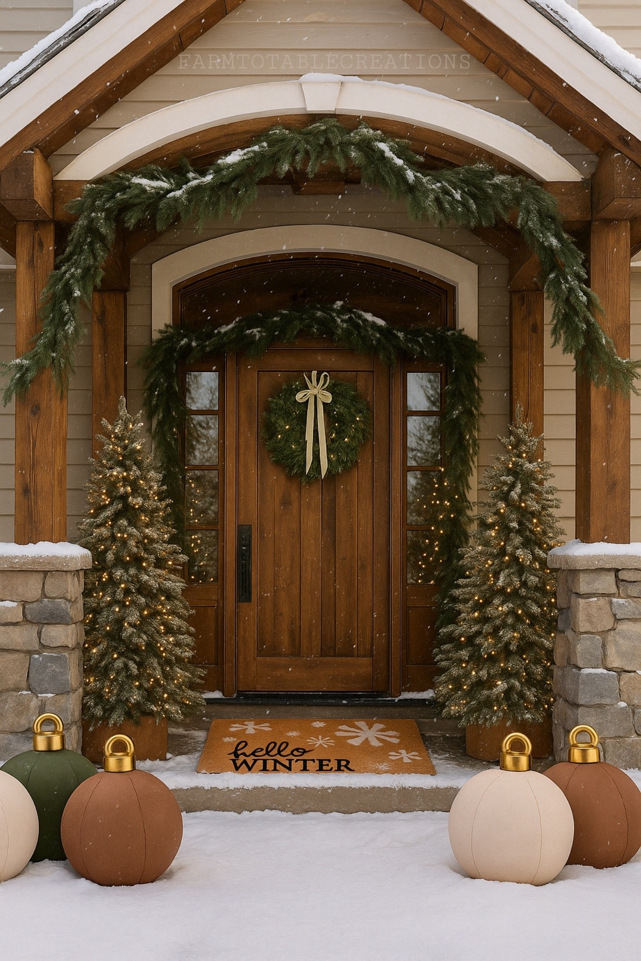 Neutral Christmas Porch Decor

Follow @farmtotablecreations on Instagram for more neutral holiday inspiration.

This year’s Christmas porch keeps things timeless with layers of greenery and a soft mix of textures that feel fresh and inviting. The pre-lit trees add just the right amount of glow, and the layered garland frames the doorway beautifully without feeling overdone. I balanced the look with large neutral ornaments and a simple “Hello Winter” mat that ties everything together. Every single piece—from the wreath to the garland—is from Amazon and easy to assemble for that cozy, organic look that works all season long.

#christmasporch #outdoorchristmasdecor #amazonhome #garland #wreath #christmastrees #neutralchristmas #holidaydecor #porchdecor #christmasentryway



#LTKHome #LTKHoliday #LTKSaleAlert