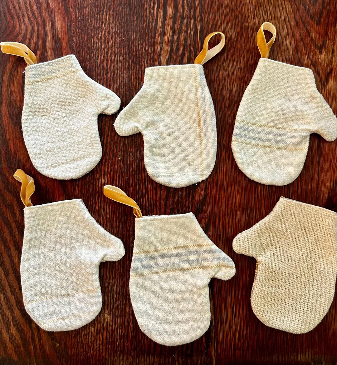 Antique Vintage Style Grainsack Handmade Primitive Christmas Mittens Ornaments - Etsy | Etsy (US)
