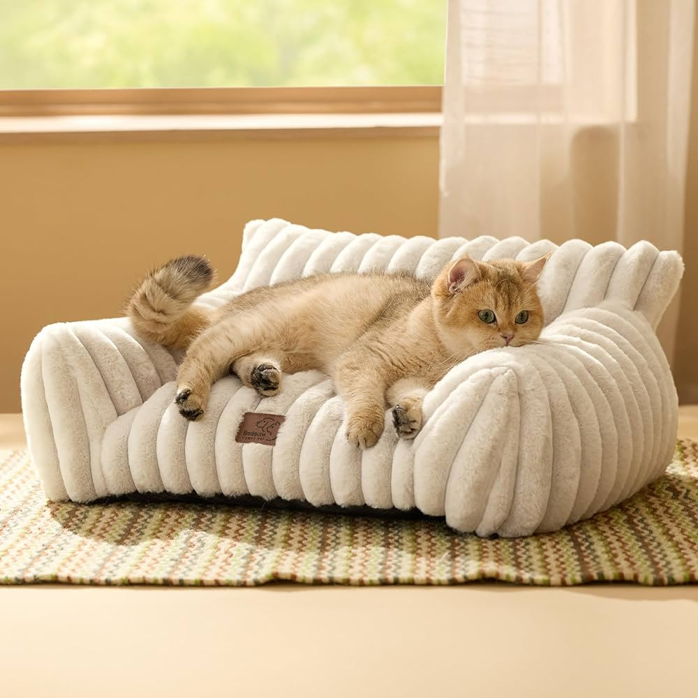 Bedsure Cute Couch for Pets - Fluffy Pet Sofa with Premium Soft Corduroy Fleece, Fuzzy Cat Beds f... | Amazon (US)