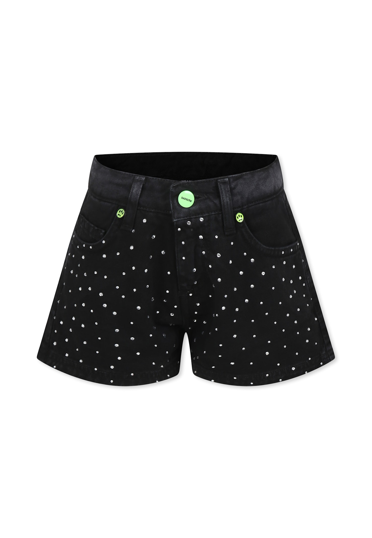 Barrow Black Shorts For Girl With Rhinestones | Italist.com US