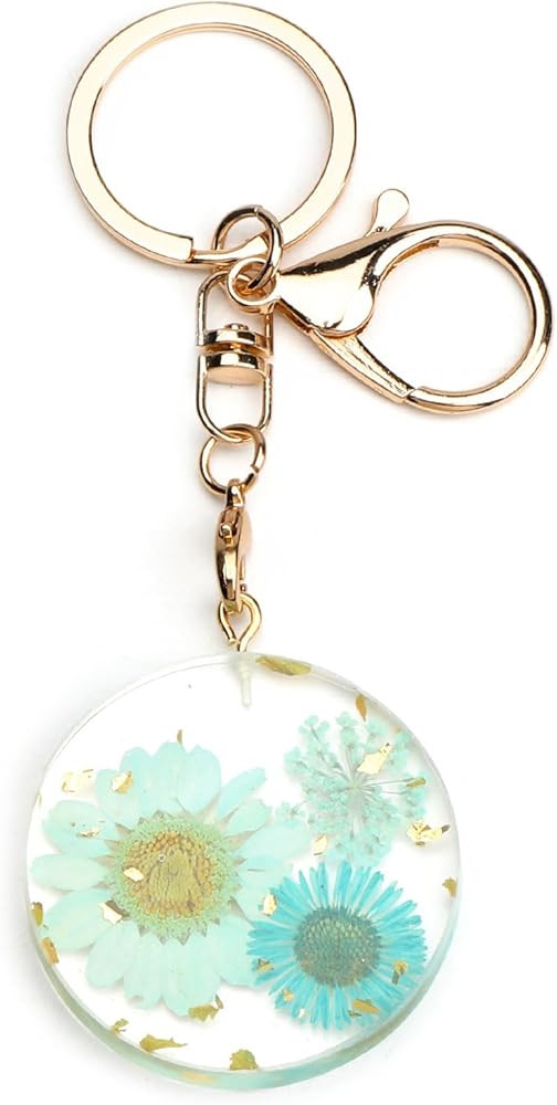 Pressed Flower Keychain Handmade Resin Keychain with Real Dried Flowers Nature Gifts for Women Bi... | Amazon (US)