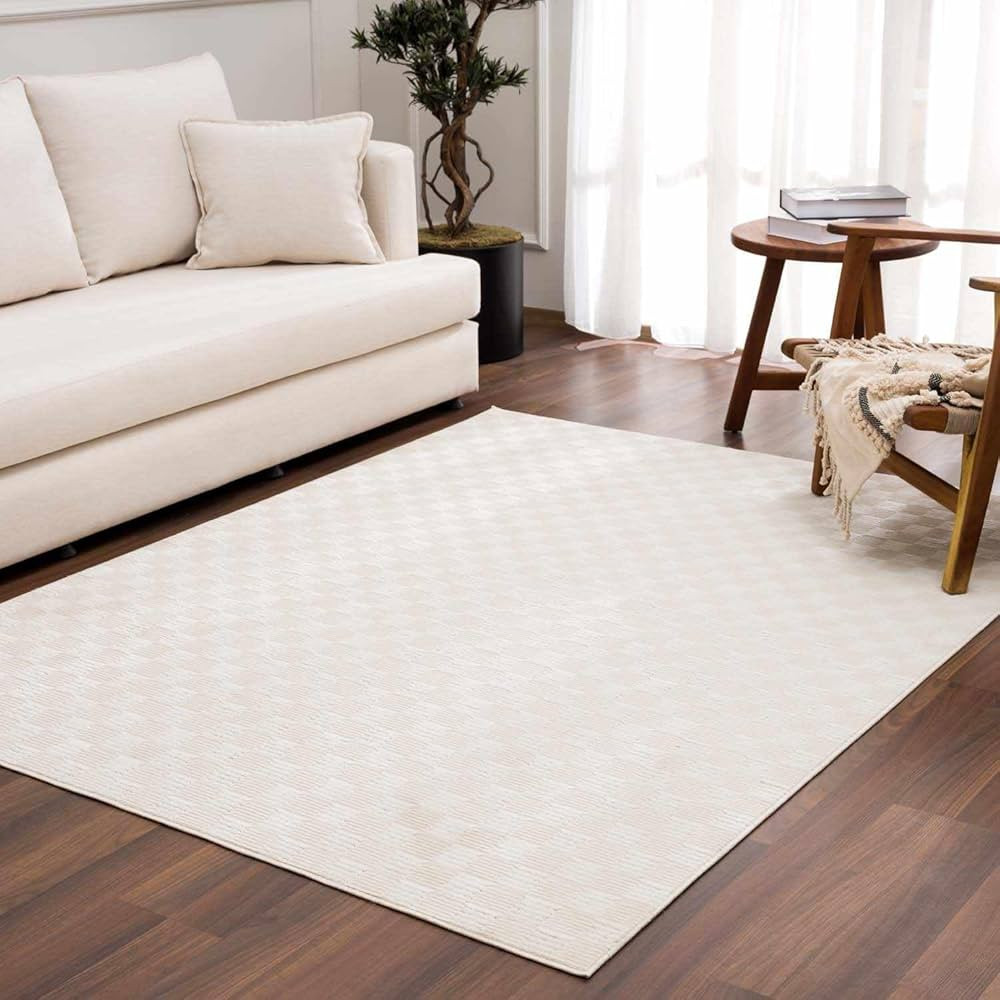 Hauteloom Truls Machine Washable Contemporary Area Rug - Modern Geometric Checkered Carpet for Li... | Amazon (US)
