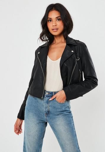 Missguided - Petite Black Ultimate Boxy Faux Leather Biker Jacket | Missguided (US & CA)