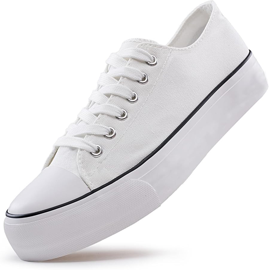 Platform Sneakers for Women Low Top High Top Lace-Up Canvas Shoes Fashion Sneakers Lightweight Co... | Amazon (US)