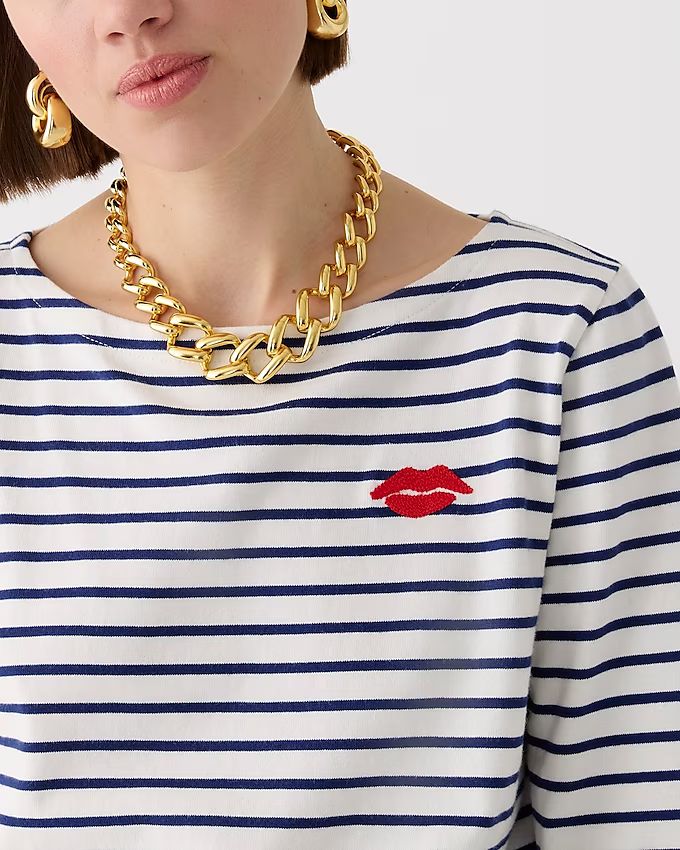 Classic mariner cloth boatneck T-shirt with embroidery | J.Crew US