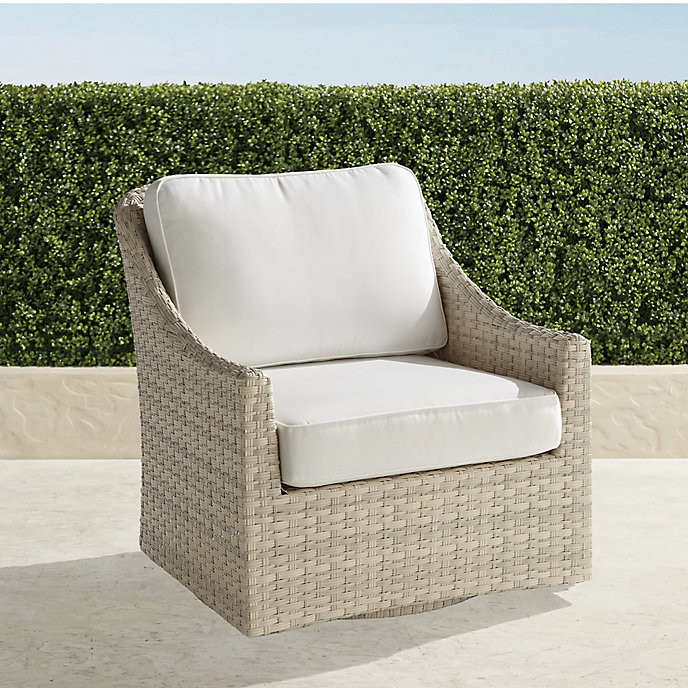 Ashby Swivel Lounge Chair with Cushions in Shell Finish | Frontgate