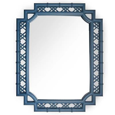 Brenley Blue Lattice Wall Mirror, Blue, Medium, Wood | Kirkland's Home | Kirklands