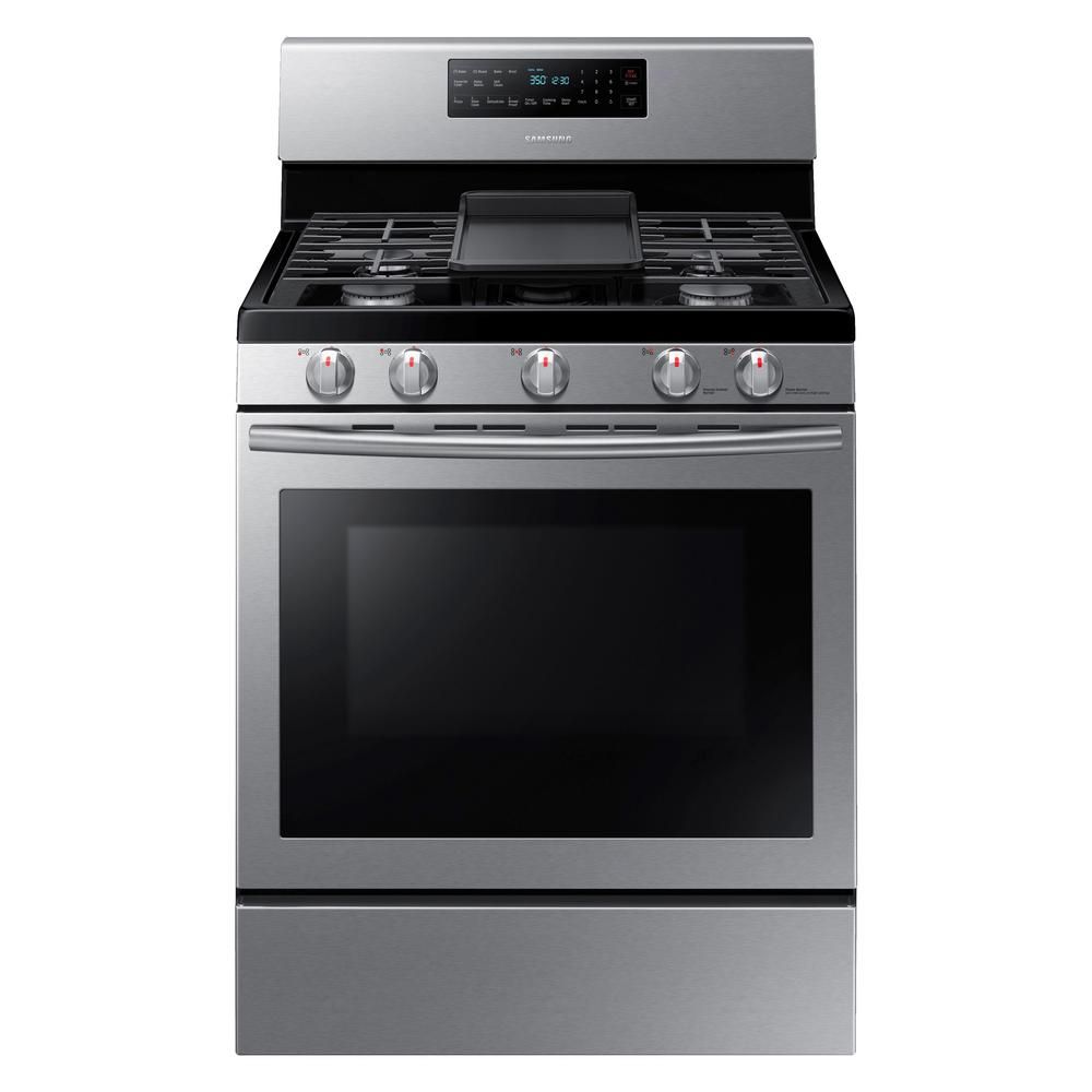 30 in. 5.8 cu. ft. Gas Range with Self-Cleaning and Fan Convection Oven in Stainless Steel | The Home Depot