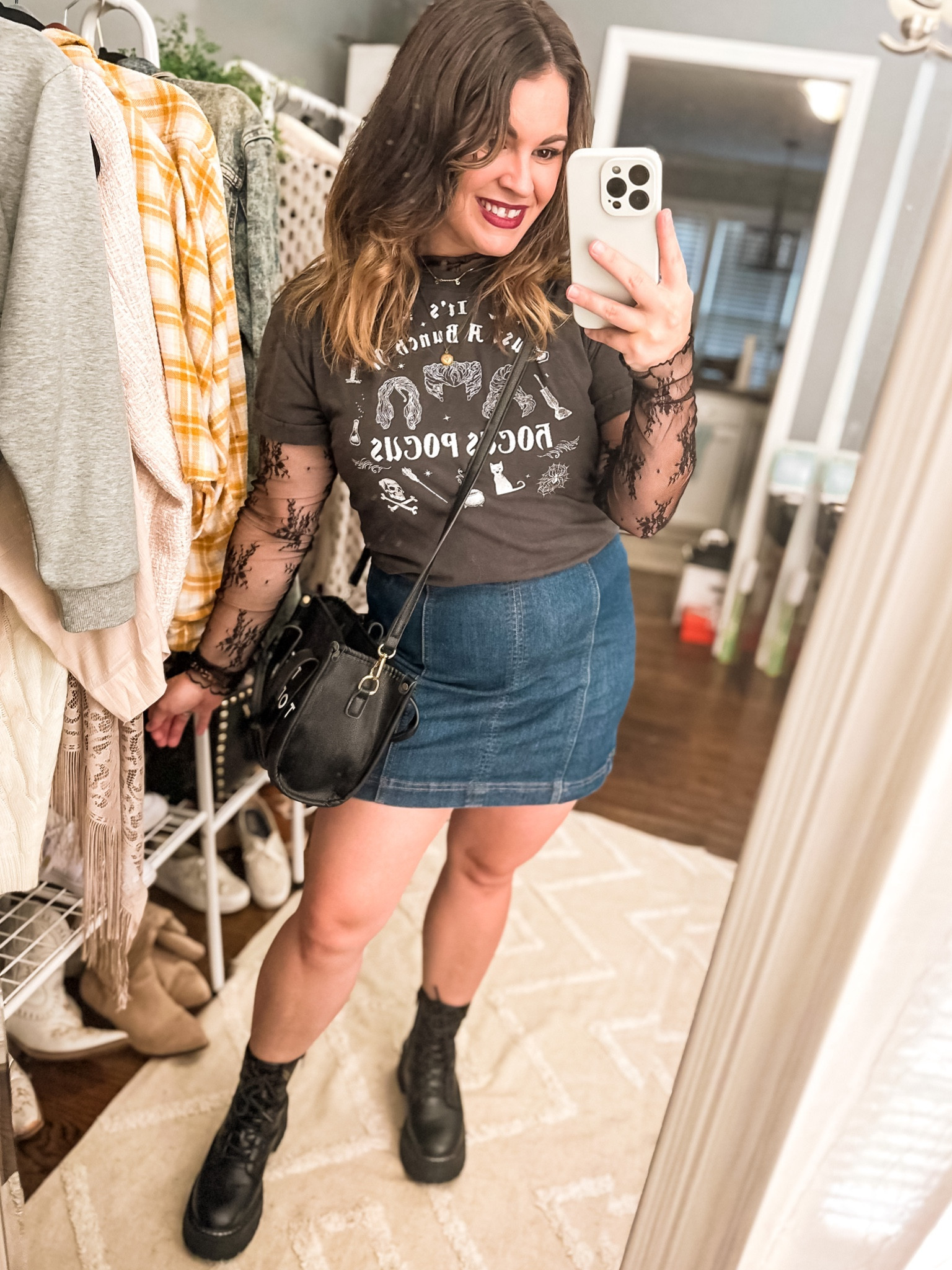 This lace top has been going viral recently and I thought it was perfect for layering under a graphic tee! It would be so cute for a concert outfit under a concert tee. Hocus Pocus tee is old from Target, linking similar 

#LTKSeasonal #LTKfindsunder50 #LTKHalloween
