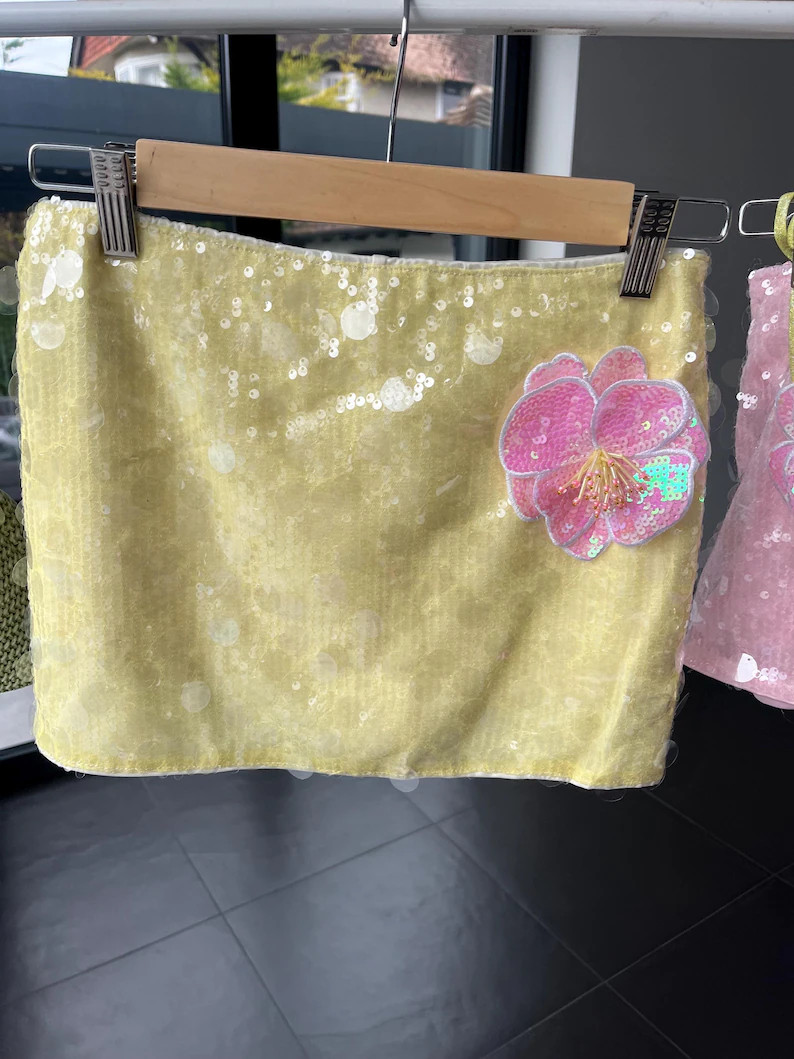 Yellow Sequin Flora Skort SMALL (8) - Etsy UK | Etsy (US)