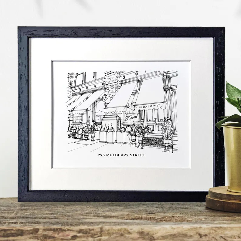 Custom Hand-Drawn Restaurant Sketch Pub Drawing From Photo Personalised Bar Illustration First Da... | Etsy (US)