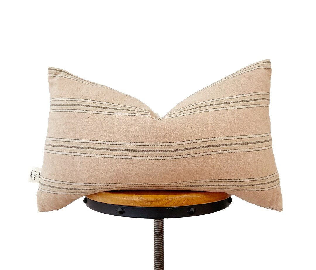 Chiangmai Native Cotton Pillow Cover, light Blush Pink and gray Striped Hmong Pillow, lumbar Pill... | Etsy (CAD)