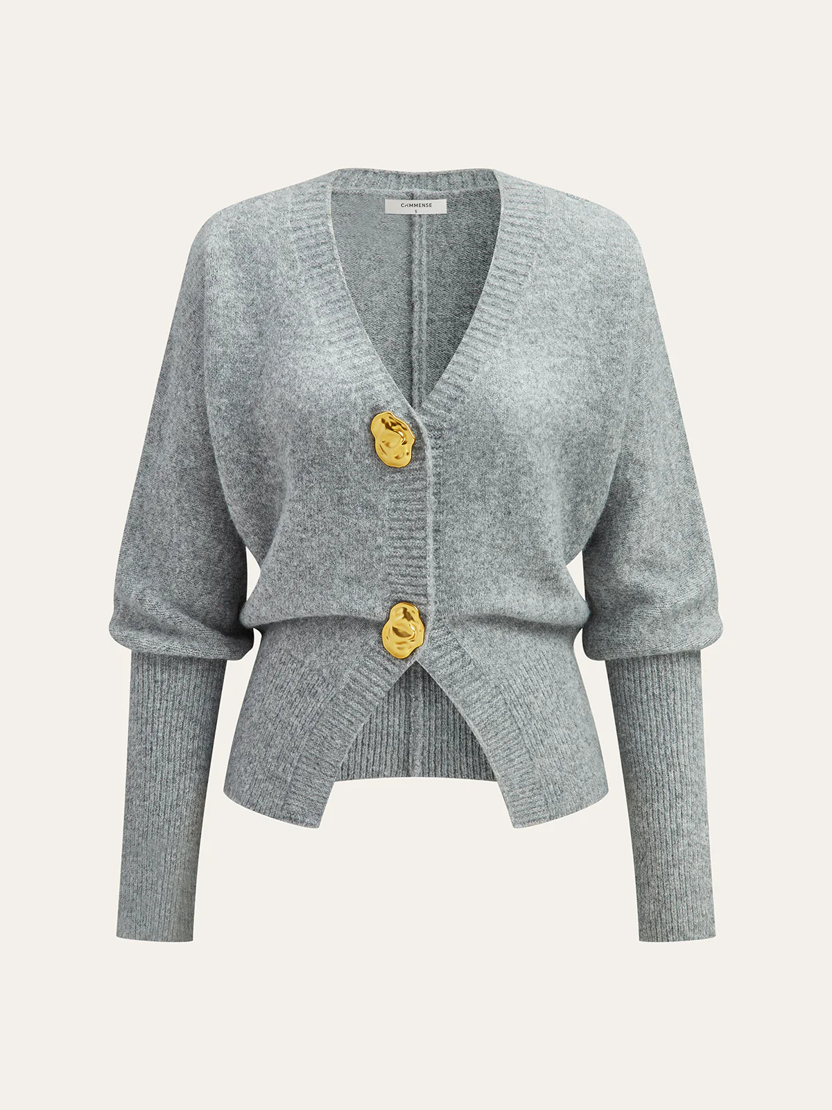 Metal Button Wool Blend Cardigan | Commense