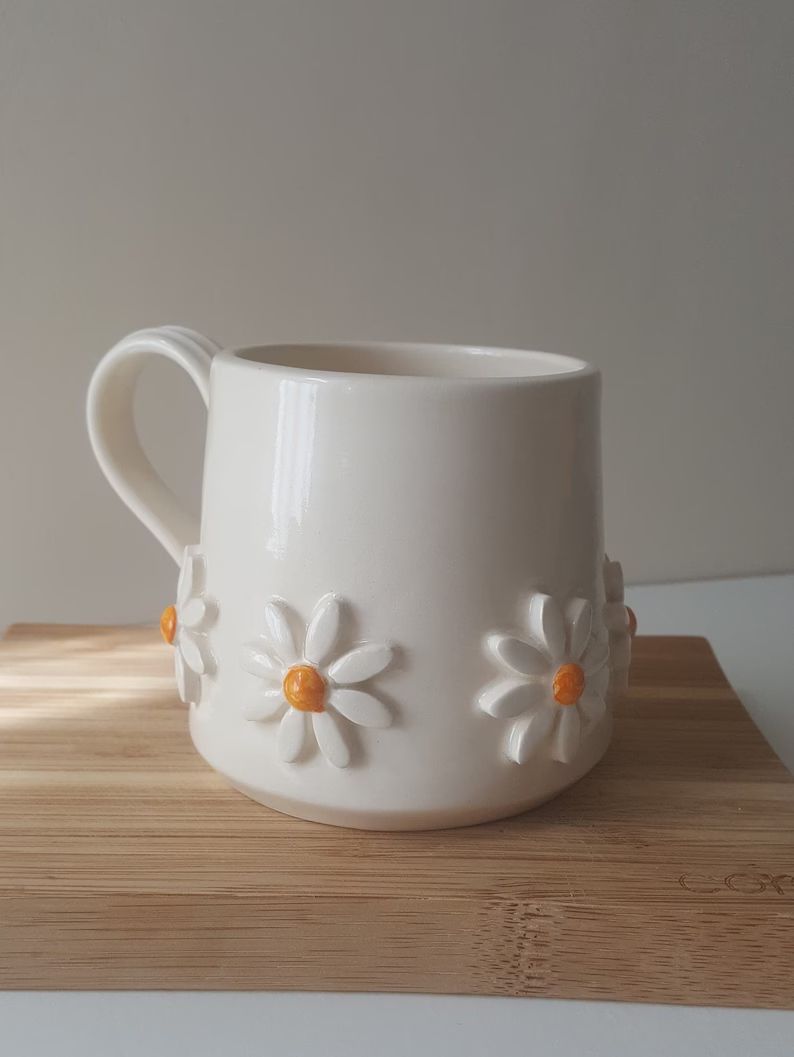 Ceramic Mug Daisy Coffee Mug Tea Cup - Etsy | Etsy (US)