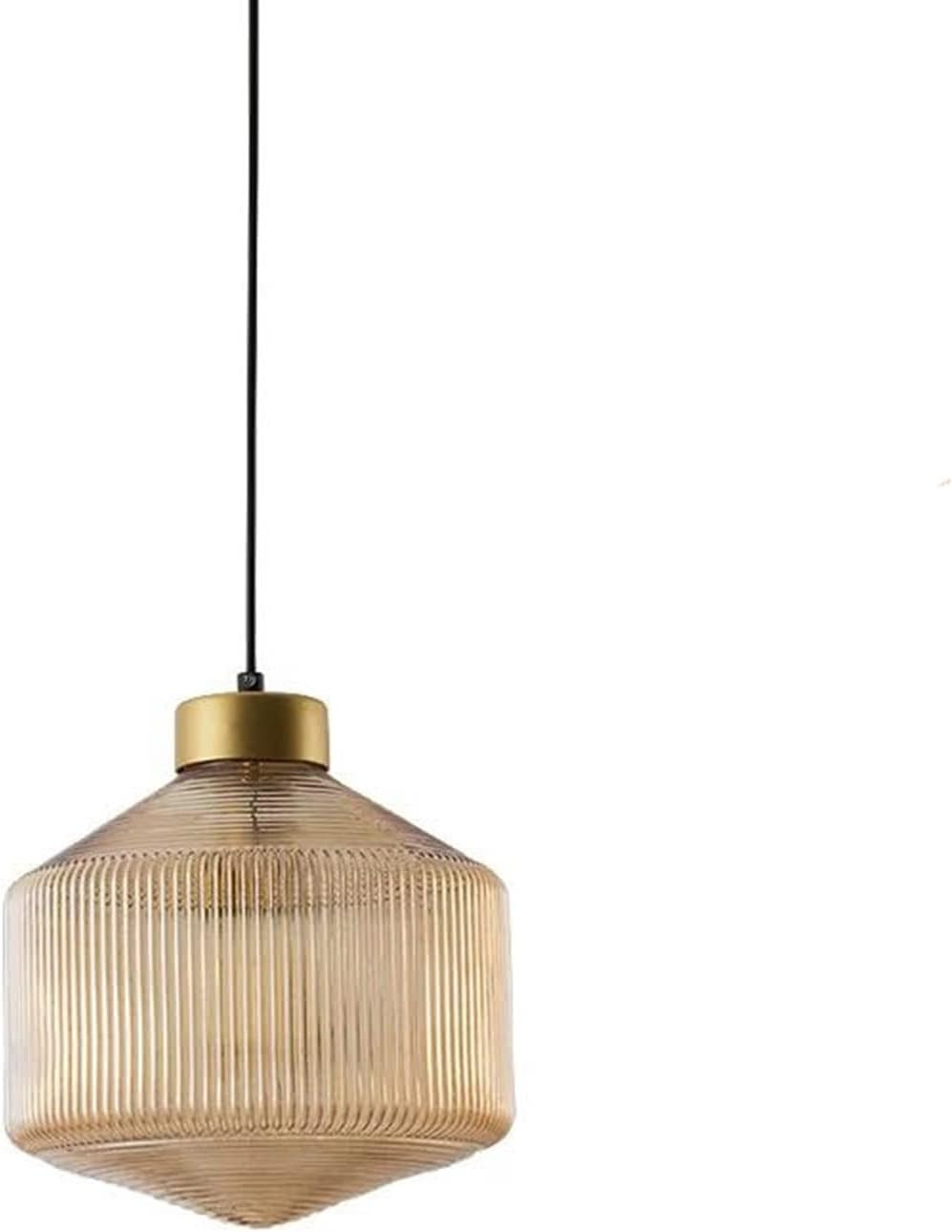 ZTTECH 9.8'' 11.8'' Glass Pendant Light Brass Base Hanging Lamp Stripe Decorated Ceiling Light fo... | Amazon (US)