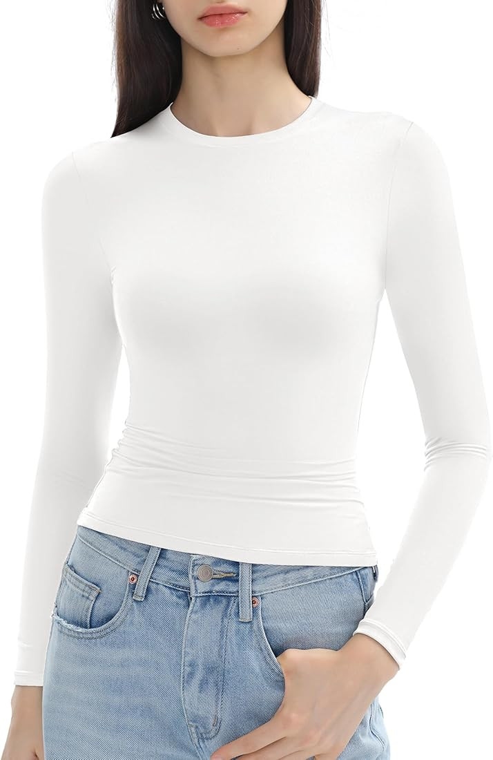 Women's Long Sleeve Shirts Crew Neck Slim Fit Going Out Tops Basic Tees Barely There Collection | Amazon (US)