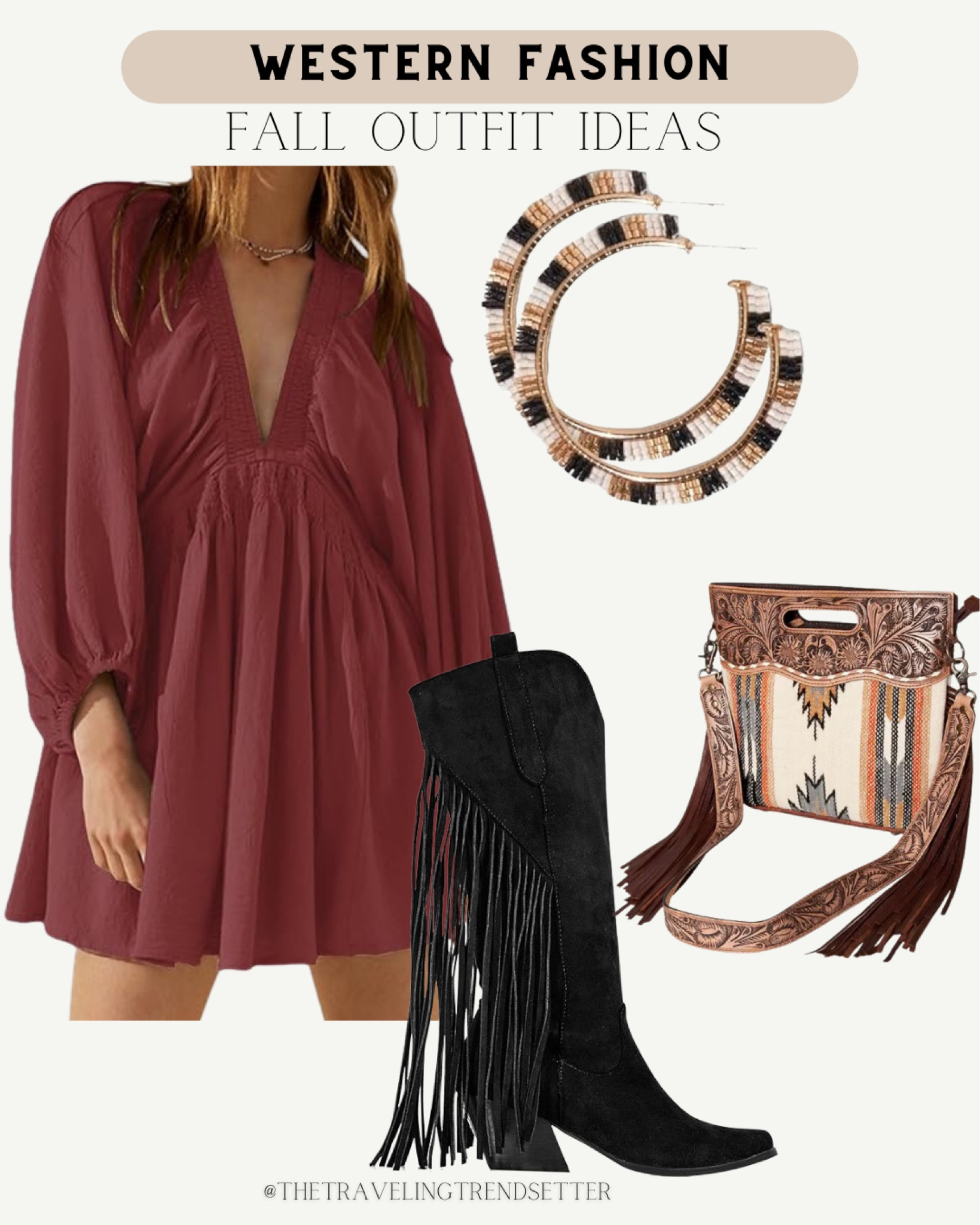 Western fashion outfit idea A country concert outfit - game day outfit - Nashville A date night dress, holiday outfit - fringe boots suede boots - western purse 

#LTKStyleTip #LTKWorkwear #LTKFindsUnder50