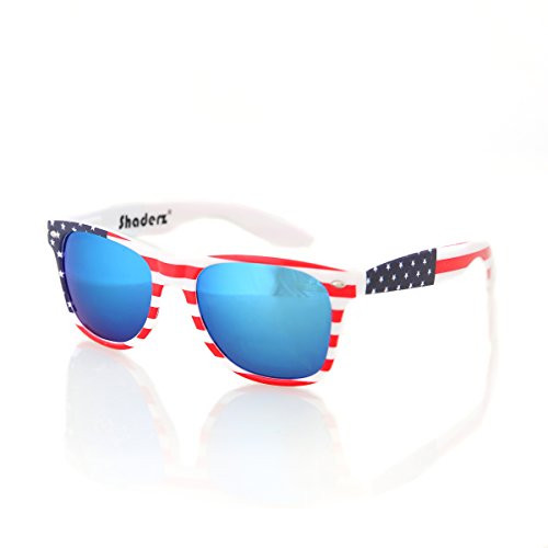 American USA Flag Retro 80's Sunglasses Classic America Patriotic Classic Sunglasses Eyewear by Shad | Amazon (US)